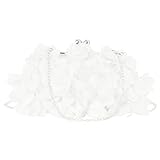 MEGAUK Damen Elegante Handtasche Blumen Clutch Seide Abendtasche Henkeltasche Crossbody Bag mit Kette Kisslock Design, Weiß