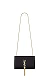 Saint Laurent YSL Damen Umhängetasche Classic Medium Umhängetasche Leather Chain aus Glattleder Handtasche für Mädchen (Schwarze Quaste)
