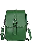 AmbraModa NLX63 - Damen Handtasche Umhängetasche Schultertasche Handytasche aus Italienische Nappaleder (Grün)