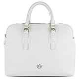 Bugatti Passione Aktentasche Damen aus Kunstleder mit Laptopfach – Businesstasche Damen Laptoptasche – Bürotasche Lehrertasche in Weiß