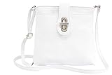 AMBRA Moda Damen echt Ledertasche Handtasche Schultertasche Umhängtasche Citybag Girl Crossover GL007 (Weiß)