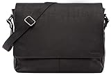 LEABAGS Oxford Umhängetasche Leder Laptoptasche 15 Zoll aus echtem Büffel-Leder im Vintage Look, (LxBxH): ca. 38x10x31 cm - Schwarz
