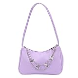 LYEAA Damen Umhängetaschen, Geldbörsen Unter Den Armen Handtaschen PU Schmetterling Kette Design einfache Unterarmtasche (Violett)