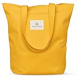 Emma Lund Jutebeutel - Stilvolle Einkaufstasche mit Innentasche und extra breitem Boden - Stoffbeutel in 38x40 cm mit langem Henkel - perfekte Tasche als Umhängetasche oder Tote bag - gelb