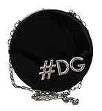 Dolce & Gabbana Dolce & Gabbana Black Leather Shoulder #DG Girls Clutch Purse