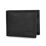 MOKIES Herren Geldbörse G305 aus echtem Leder - 100% Rindleder - RFID und NFC-Schutz - Querformat - Portemonnaie für Männer