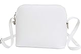 AMBRA Moda Italienische Ledertasche Damen Handtasche Umhängetasche Schultertasche Leder Tasche klein GL018 (Weiß)