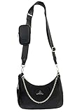 Vestino Umhängetasche für Damen - Crossbody Nylon Bag - Handtasche Tasche mit Kette in Schwarz