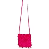 NET TOYS Stylische Fell-Tasche neon 80er & 90er - Pink 18x18cm - Knalliges Damen-Accessoire Umhängetasche Festival - Genau richtig für Fasching & Karneval