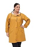 Zizzi Damen Große Größen Regenjacke mit Kapuze und Taschen Gr. 46-48 Gelb
