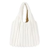 Meliyya Damen Kuschelige Handtasche Winter Tote Bag Warme Flauschige Schultertasche Große Damentasche Plüsch Shopper aus Kunstfell für Uni Arbeit Mädchen Schule