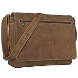 STILORD 'Phil' Vintage Leder Umhängetasche für Herren und Damen Laptoptasche Unitasche Aktentasche Bürotasche Tasche echtes Leder, Farbe:mittel - braun