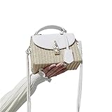 SYT-MD Strohtaschen, Mode Rattan Damen Umhängetasche Handtasche Wicker Weave Messenger Bag Sommer Strand Strohbeutel korbtasche (Color : Weiß)