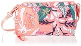 Vera Bradley Recycled Lighten Up Reactive Compact Crossbody Purse with RFID Protection, Rain Forest Canopy Coral