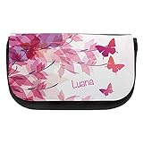Kosmetiktasche mit Namen Luana und Schmetterling-Motiv | Schminktasche | Viele Vornamen zur Auswahl