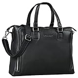 STILORD 'Claire' Businesstasche Damen Leder 15 Zoll Laptoptasche DIN A4 Aktentasche Umhängetasche und Handtasche Büro, Farbe:schwarz