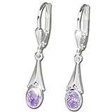 SilberDream Ohrringe für Damen 925 Silber Ohrhänger Zirkonia violett SDO514V
