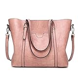 CHENGTAO Frauen Casual Bag Öl Wachs Frauen-Leder-Handtaschen Luxus-Dame-Hand-Taschen Female Umhängetasche Big Tote Sac Bols (Color : Pink, Size : 32x12x29cm)