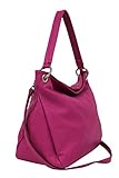 AMBRA Moda Damen echt Ledertasche Handtasche Schultertasche Beutel Shopper Umhängtasche GL002 (Pink)