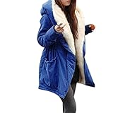 iHee Damen Mäntel, 2017 Neue Winter Warm Thick Fleece Faux Fur Coat Jacket Parka Hooded Trench Outwear (M, Blau)