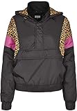 Urban Classics Damen Ladies AOP Mixed Pull Over Jacket Jacke, Mehrfarbig (Black/Leo 01945), Medium (Herstellergröße: M)