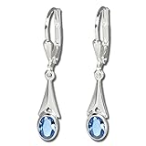 SilberDream Ohrringe für Damen 925 Silber Ohrhänger Zirkonia blau SDO514H