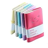 Mini Smiley Notizbuch, CRIVERS Smile-Design Tagebuch / Tagebuch mit Gummiband, Eines der modischsten Notizblöcke mit Kunstlederbezug (Zufällige Farbe, 5er-Pack)