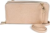 styleBREAKER Damen 2 in 1 Mini Bag Umhängetasche mit genarbter Oberfläche, Geldbörse, Handytasche, Schultertasche 02012364, Farbe:Beige