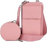 styleBREAKER Damen Taschen Set 2-Teilig Mini Bag mit Handy Fach und RFID Schutz, Umhängetasche, Handytasche, Crossbag 02012385, Farbe:Altrose