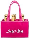 Brandsseller Damen Handtasche Lady´s Bag Flaschenkorb Flaschenträger Einkaufstasche Aufbewahrungstasche für 6 Flaschen Pink