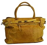 BZNA Bag Mila gelb vintage Italy Designer Business Damen Handtasche Ledertasche Schultertasche Tasche Leder Shopper Neu