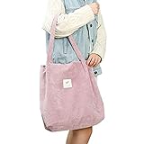 Cloele Umhängetasche Damen Cord Rosa Tasche mit Innentasche Groß Damen-Schultertasche Shopper für Uni Arbeit Reisen und Einkaufen (Rosa)