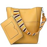 BROMEN Handtasche Damen Schultertasche Umhängetasche Groß Shopper Designer Damen Tasche Beuteltasche mit Geldbörse Gelb