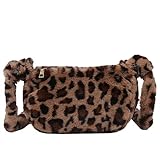 KESYOO Frauen Leopard Umhängetasche Flauschige Plüsch Kleine Umhängetasche Retro Mode Tasche für Mädchen