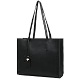 MORGLOVE Handtasche Damen Groß Shopper Tasche Mode Schule Arbeit Freizeit Henkeltasche mit Reißverschluss (A-Black)