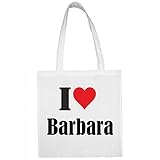 Reifen-Markt Tasche I Love Barbara Größe 38x42 Farbe Weiss Druck Schwarz