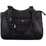 Damen Handtasche / Schultertasche aus weichem Nappaleder, Schwarz - Schwarz - Größe: Einheitsgröße