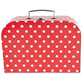 Bieco Kinderkoffer mit Punkten in Rot | Koffer aus Pappe, Metallgriffe | Köfferchen für Kinder, Reisekoffer Kinder | Gutschein Verpackung | Reise-Spielekoffer