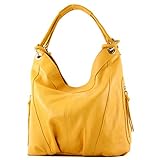 modamoda de - Z18 - ital Damenhandtasche aus Leder/Nappaleder, Farbe:Gelb