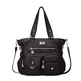 KL928 Handtasche Damen Tasche Umhängetasche Schultertasche Damentaschen gross für Damen Frauentasche PU Leder Damenhandtasche mit vielen Fächern (black)