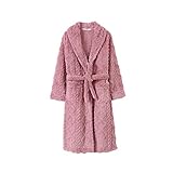ZZL Damen-Bademäntel, weich, dick, warm, Korallen-Fleece, Luxus-Nachthemd mit Taschen, Hausmantel für Frauen (Farbe: Pink, Größe: L)