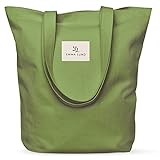 Emma Lund Jutebeutel - Stilvolle Einkaufstasche mit Innentasche und extra breitem Boden - Stoffbeutel in 38x40 cm mit langem Henkel - perfekte Tasche als Umhängetasche oder Tote bag - grün