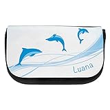 Kosmetiktasche mit Namen Luana und Delfin-Motiv | Schminktasche | Viele Vornamen zur Auswahl