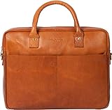 HOLZRICHTER Berlin Tragetasche No 1-1 (M) Cognac - Große Briefcase Aktentasche & Laptoptasche handgefertigt aus Premium-Leder