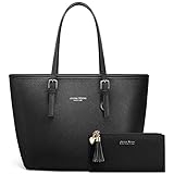 Jocose Moose Damen Handtasche Shopper Schwarz Groß Elegant Damen Tasche für Büro Schule Einkauf, Geschenk mit einer Damen Geldbörse
