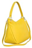 AMBRA Moda Damen echt Ledertasche Handtasche Schultertasche Beutel Shopper Umhängtasche GL002 Viele Farben (Gelb)