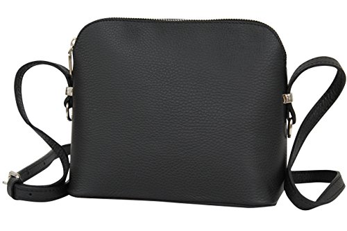 AMBRA Moda Italienische Ledertasche Damen Handtasche Umhängetasche Schultertasche Leder Tasche klein GL018 (Schwarz)