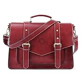 ECOSUSI Aktentasche Damen Laptoptasche 15,6 Zoll Schultertaschen Leder Umhängetasche Vintage groß business taschen Handtasche Arbeitstasche lehrertasche Rot