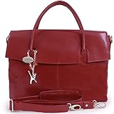 Catwalk Collection Handbags - Leder - Übergroße Laptoptasche Schultasche/Organizer/Arbeitstasche/Aktentasche für Damen - Laptop/iPad - Handtasche mit Schultergurt - HELENA - Rot