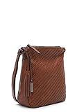 Tamaris Damen Umhängetasche Handtasche Streifendesign Logo Quaste Julina 32022, Farbe:Braun